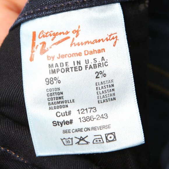 COH Citizens of Humanity DANI Cropped Straight Leg Jeans Raw Hem Dark Blue Denim - Picture 6 of 13